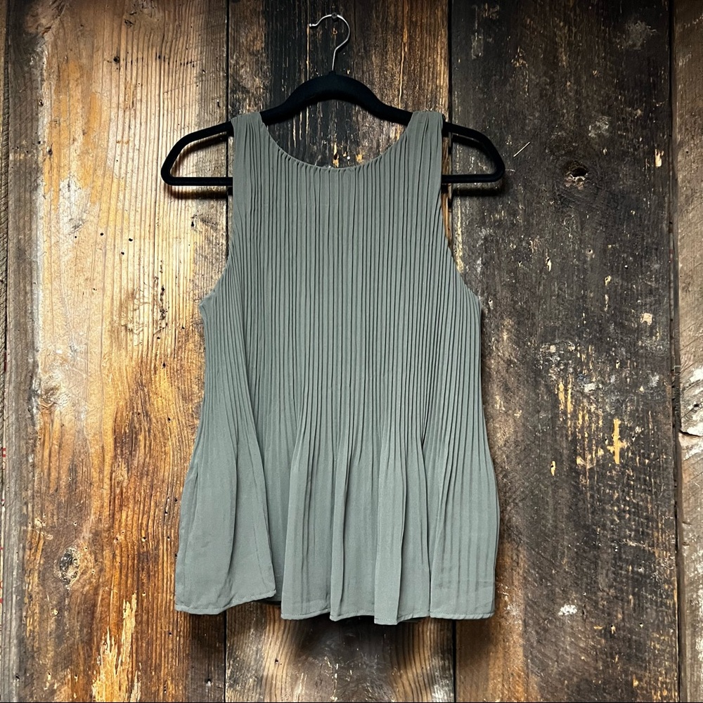 Pleated olive green blouse